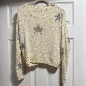 Altar'd State Cream Sweater with Star Accents